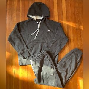 Figs Scrubs Heather Charcoal Off Shift Sweatshirt + Jogger Set